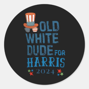 Sticker Rond Dude Blanc Pour Le Président Kamala-harris 2024