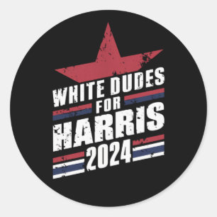 Sticker Rond Dudes Blanches Pour Kamala Harris 2024