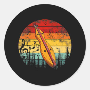 Sticker Rond Dulcimer Amateurs Guitare Rétro Dulcimer Funny