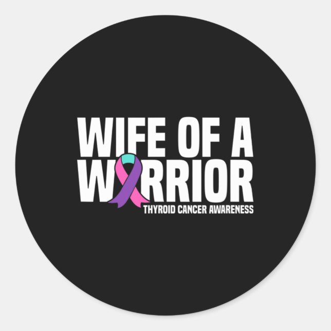 Sticker Rond D'Un Guerrier Thyroïde Cancer Sensibilisation (Devant)