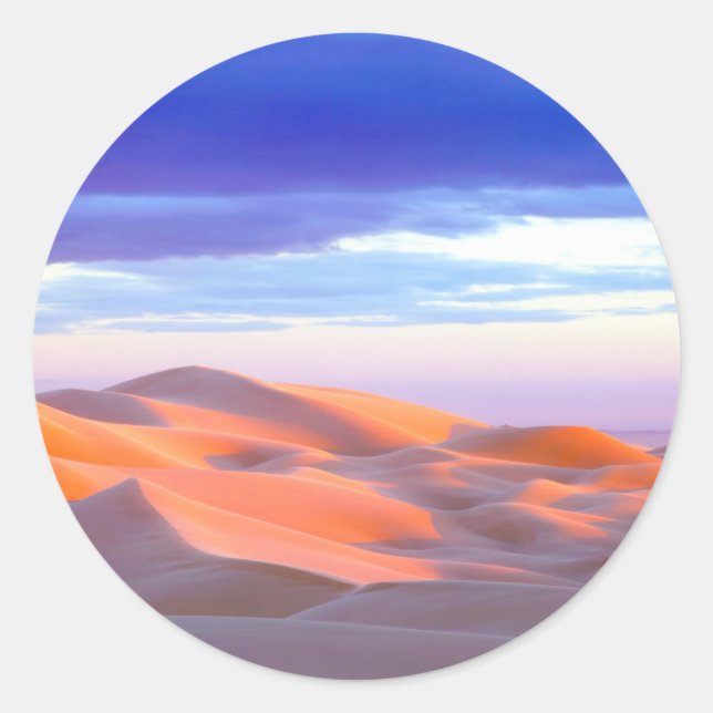 Sticker Rond Dunes de sable de Glamis au coucher du soleil (Devant)