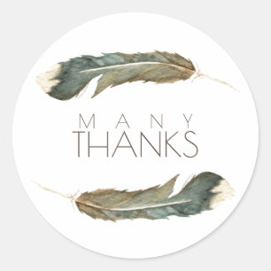 Sticker Rond Duo aquarelle en plumes Merci beaucoup
