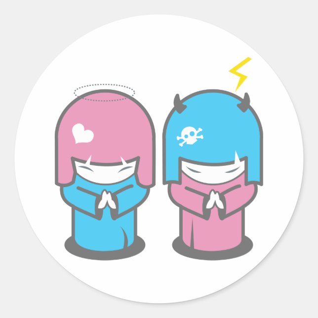 Sticker Rond duo des jumeaux maléfiques (Devant)