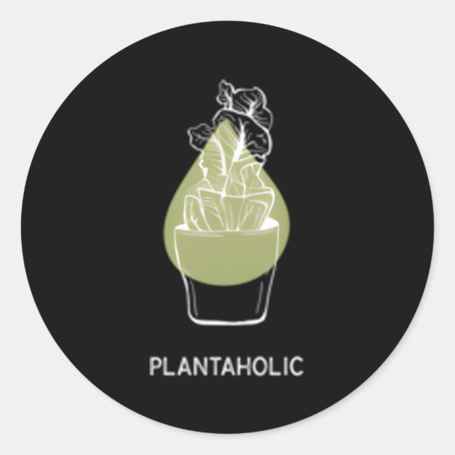 Sticker Rond Durabilité Plantaholique Avec Main Tirée Potée (Devant)
