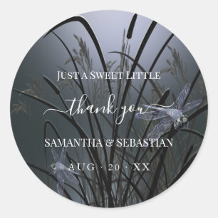 Sticker Rond Dusty Blue Dragonflies Merci