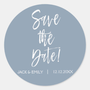 Sticker Rond Dusty Blue Enregistrer l'étiquette de date