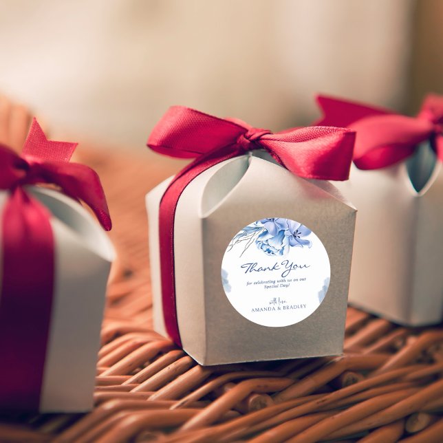 Sticker Rond Dusty Blue Gold Parties scintillant Rustic Mariage (Créateur téléchargé)