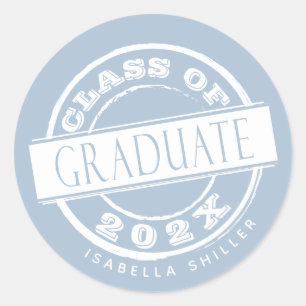 Sticker Rond Dusty Blue Graduate sur mesure