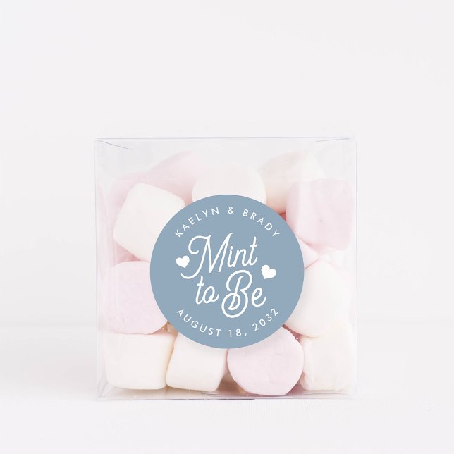 Sticker Rond Dusty Blue | Monnaie à être personnalisée mariage  (Créateur téléchargé)