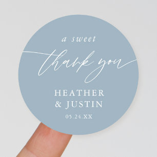Sticker Rond Dusty Blue Un Merci sucré Favoriser le mariage