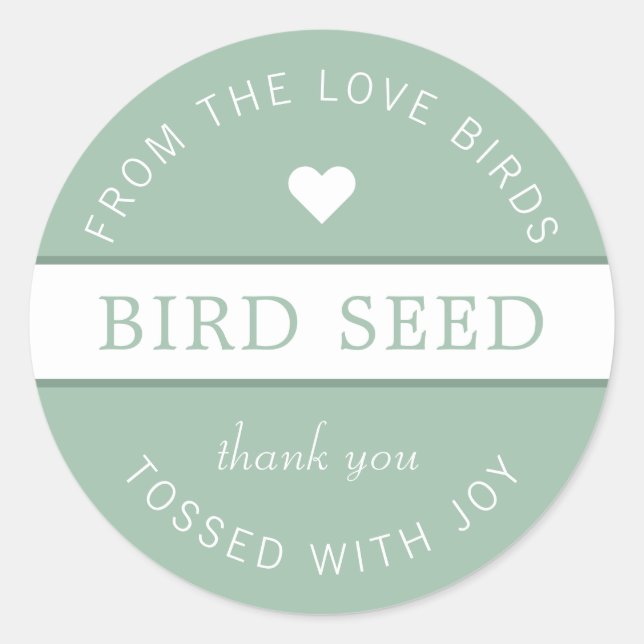 Sticker Rond Dusty Green Bird Seed Toss Wedding Faveurs (Devant)