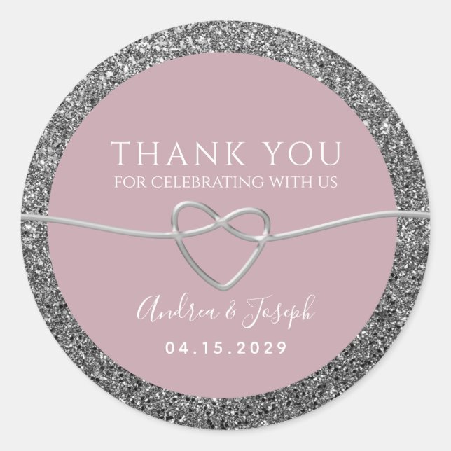 Sticker Rond Dusty Mariage Merci Rose (Devant)