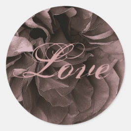 Sticker Rond DUSTY PLUM Frilly Rose LOVE Mariage Enveloppe Scea