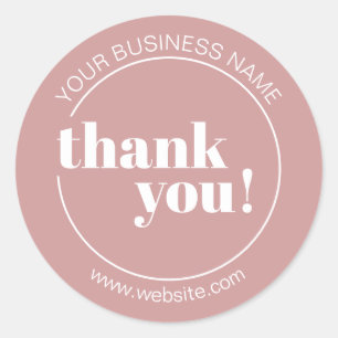Sticker Rond Dusty Rose audacieux Merci d'entreprise