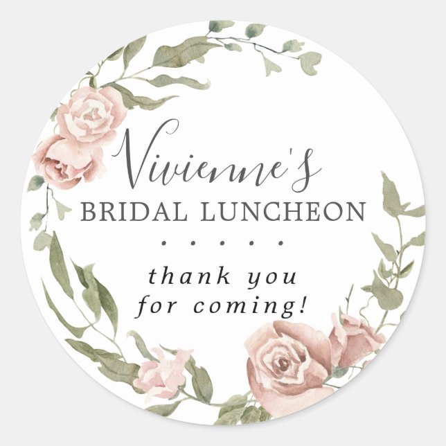 Sticker Rond Dusty rose Floral Bridal Merci (Devant)
