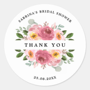 Sticker Rond Dusty Rose   Mariage floral rose pâle