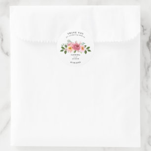 Sticker Rond Dusty Rose Mariage floral rose pâle