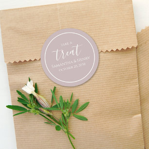 Sticker Rond Dusty Rose Mariage Simple Calligraphie Script Trea