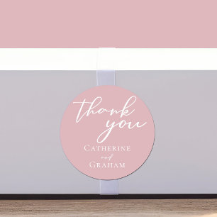 Sticker Rond Dusty Rose Typographie rose Personnalisée Mariage