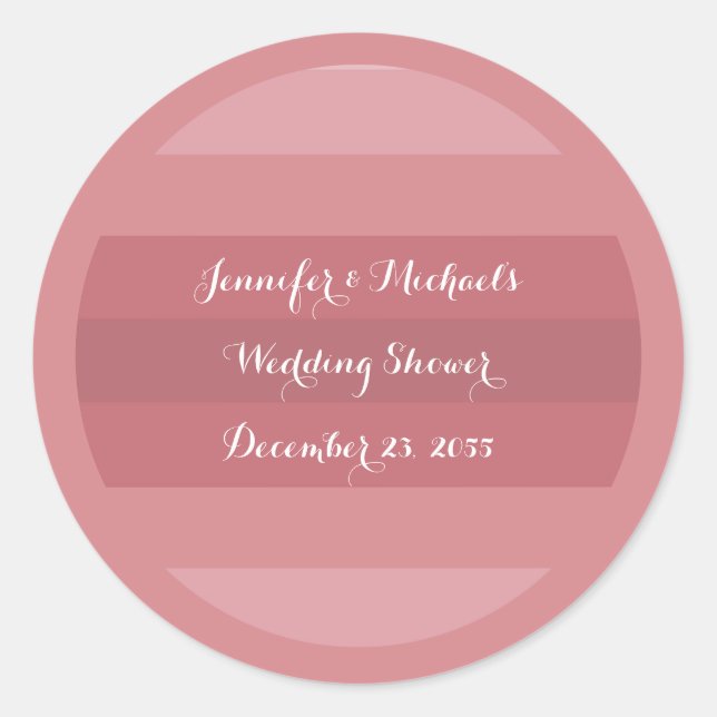 Sticker Rond Dusty Rose Wedding shower ou fête d'anniversaire (Devant)