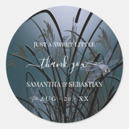 Sticker Rond Dusty Turquoise Dragonflies Merci