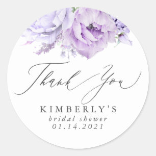 Sticker Rond Dusty violet Merci botanique floral
