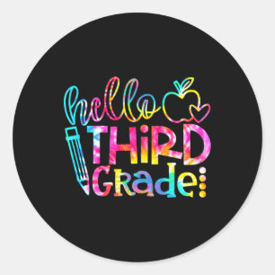 Sticker Rond Dye Hello 3e année Enseignant élève Retour à l'éco