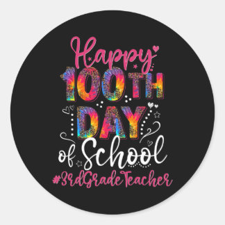 Sticker Rond Dye Leopard Joyeux 100e Jour De L'École 3e Année