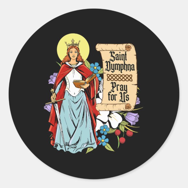 Sticker Rond Dymphna Pureté Lily Patron Saint Santé mentale Cha (Devant)