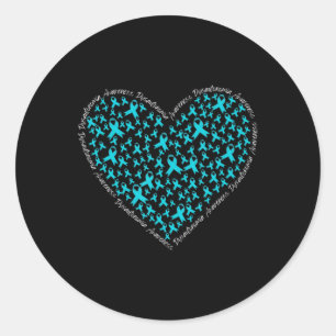 Sticker Rond Dysautonomia Awareness, Teal Ribbon POTS Warrior T