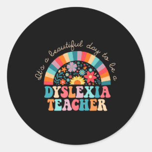 Sticker Rond Dyslexie Professeur Retro Dyslexia Thérapiste Spir