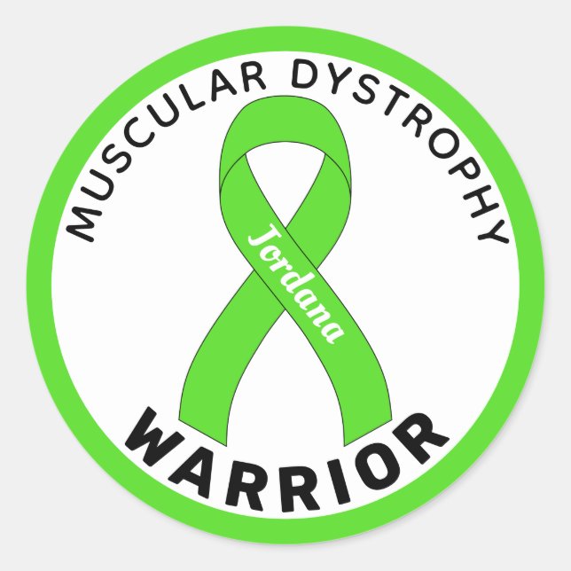 Sticker Rond Dystrophie musculaire Warrior Ruban blanc (Devant)