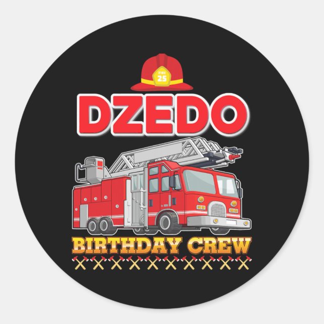 Sticker Rond Dzedo Du Pompier De Camion D'Incendie De L'Équipag (Devant)