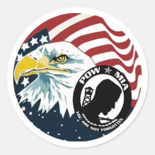 Sticker Rond Eagle américain POW-MIA