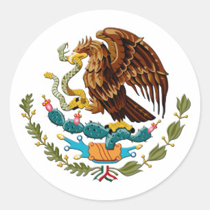 Sticker Rond Eagle et emblème du Mexique de serpent pour des