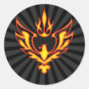 STICKER ROND EAGLE ET FLAMME