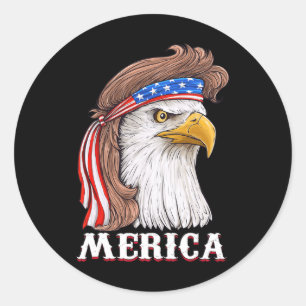 Sticker Rond Eagle Mullet 4 juillet États-Unis Drapeau américai
