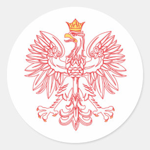 Sticker Rond Eagle polonais décrit en rouge