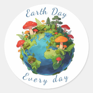 Sticker Rond Earth Day Every Day Nature Planet Design