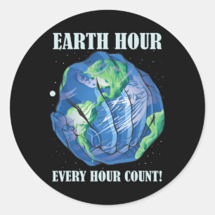 Sticker Rond Earth Hour Chaque Heure Ne Peut Sauver Notre Planè