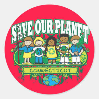 Sticker Rond Earth Kids Connecticut