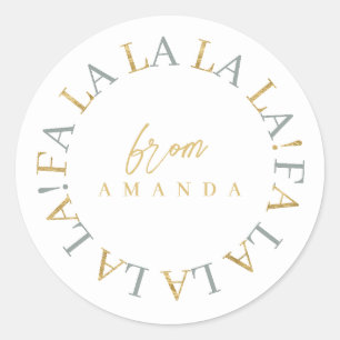 Sticker Rond Earth Tones Gold Christmas Fa La La ID1009
