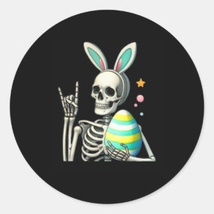 Sticker Rond Easter Skeleton Bunny Rock Main Rocker Garçons Enf