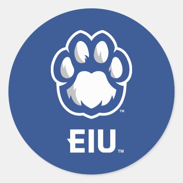 Sticker Rond Eastern Illinois Panthers Empreinte de patte & EIU (Devant)