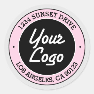 Sticker Rond Easy Logo Remplacement & mignon rose noir & blanc