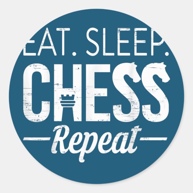 Sticker Rond Eat Sleep Chess Joueur Répéter Planche Jeu Garçon  (Devant)