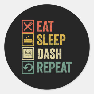 Sticker Rond Eat Sleep Dash Répéter Video Game Géométrie Vidéo