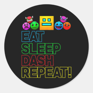 Sticker Rond Eat Sleep Dash Répéter Video Game Géométrie Vidéo
