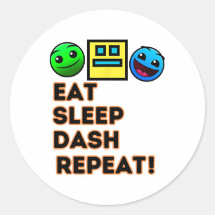Sticker Rond Eat Sleep Dash Répéter Video Game Géométrie Vidéo