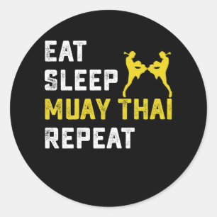 Sticker Rond Eat Sleep Muay Thai Repeat Gift